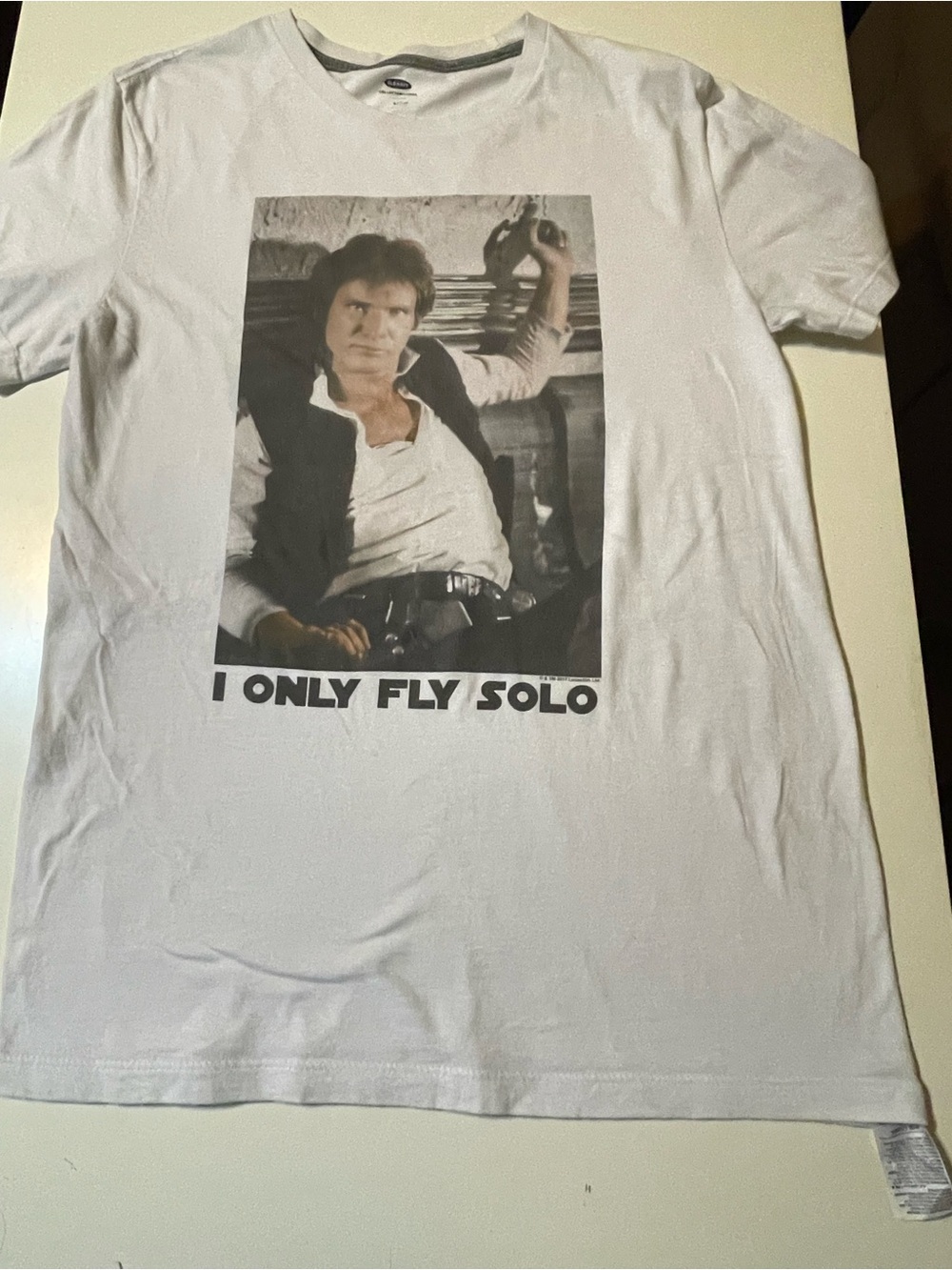 white Star Wars men's t-shirt I ONLY FLY SOLO".